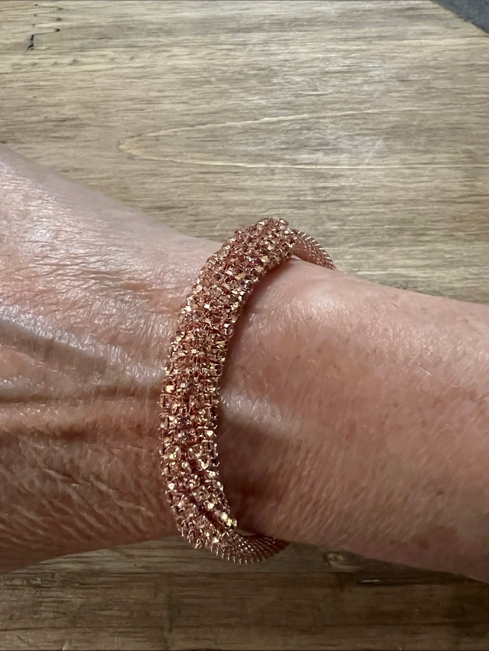3/$18 Sparkling Rose Gold Crystal Mesh Bracelet Lot 2100 - NWOT